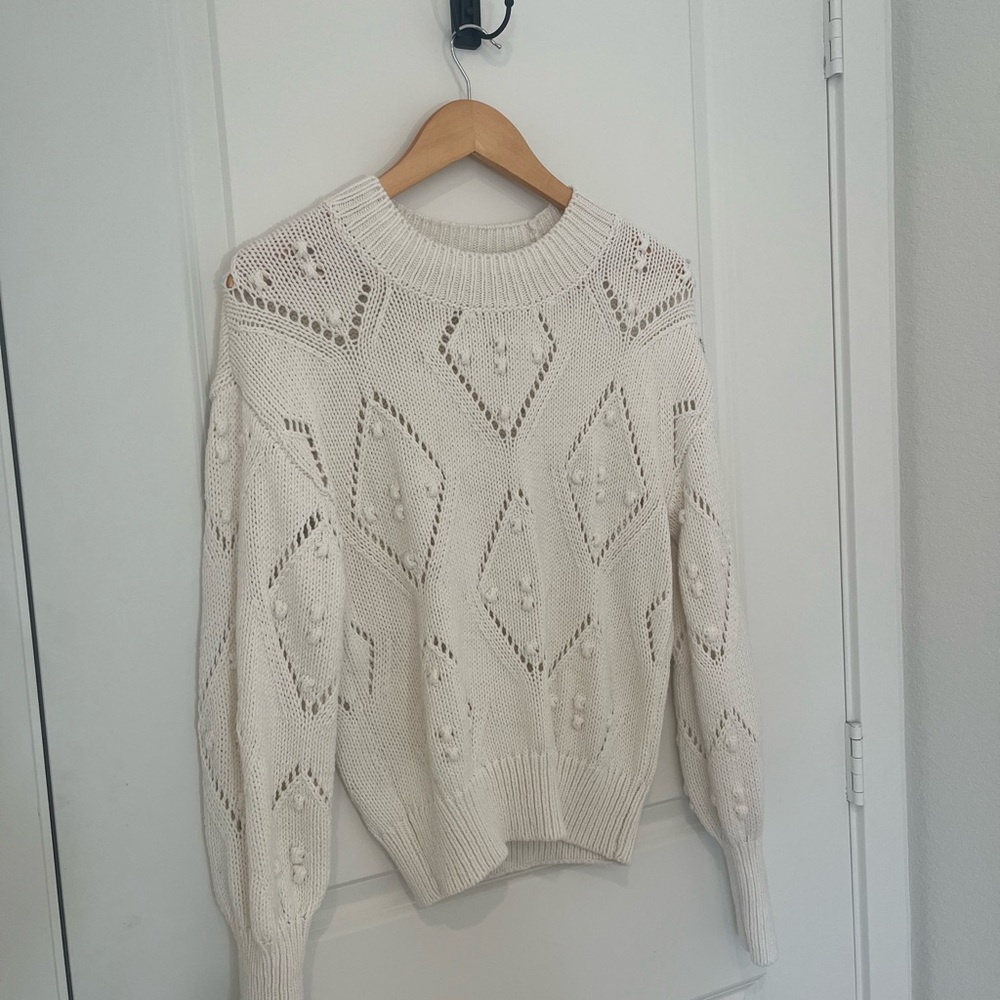 LOFT Cream Textured Knit Sweater